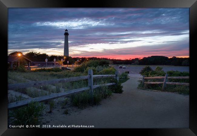 Cape May Point lighthouse landscape  Framed Print by JIA HE