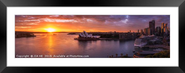 Sydney Harbor sunrise panorama Framed Mounted Print by JIA HE