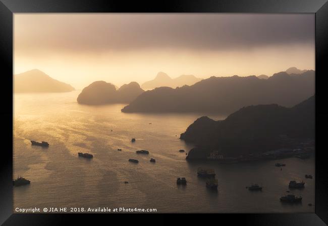 Lan Ha Bay landscape Framed Print by JIA HE