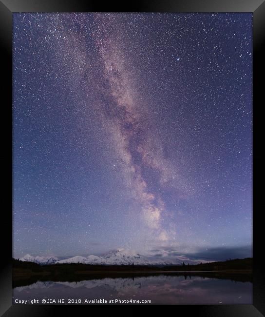 Denali night sky Framed Print by JIA HE