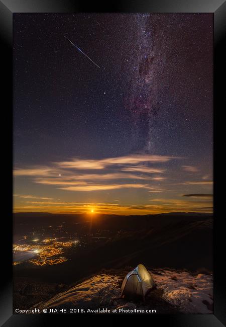 camping under stars Framed Print by JIA HE