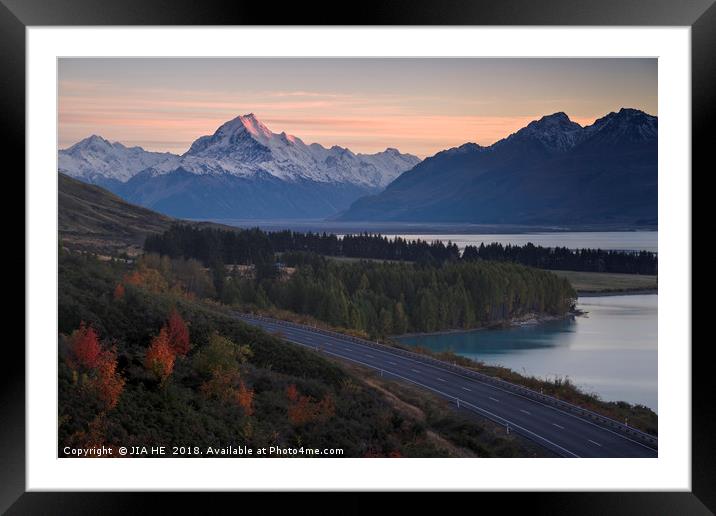 Mount. Cook Framed Mounted Print by JIA HE