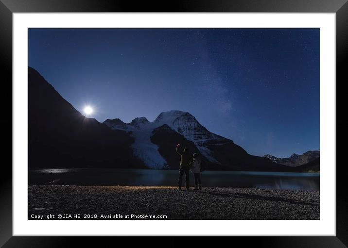 Moonrise at Mt. Robson Framed Mounted Print by JIA HE