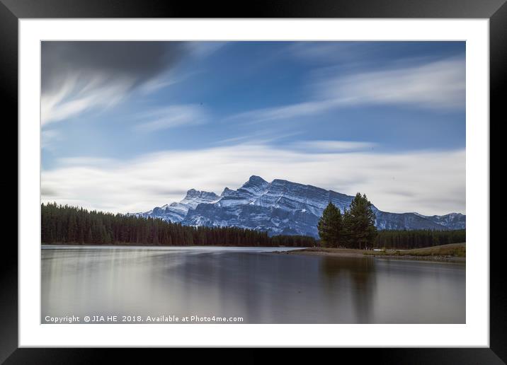 Two Jake Lake long exposure Framed Mounted Print by JIA HE