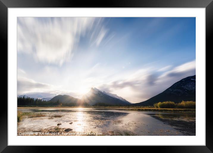 Vermilion lakes sunrise, Banff national park, Albe Framed Mounted Print by JIA HE