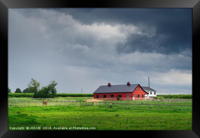 Amish county landscape Framed Print by JIA HE