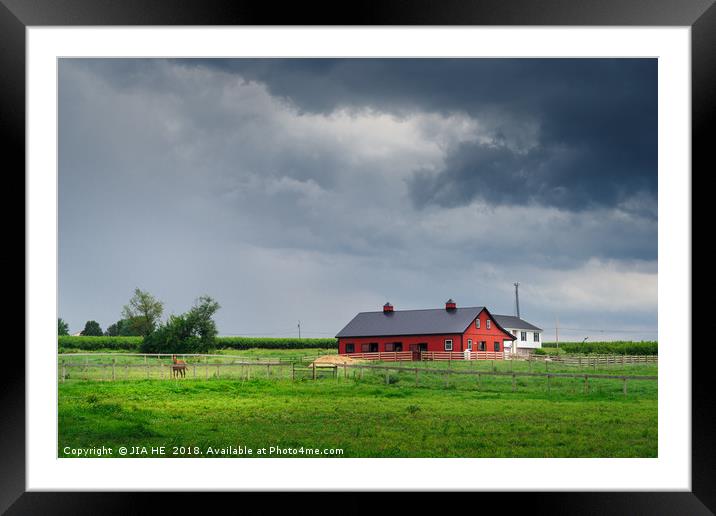 Amish county landscape Framed Mounted Print by JIA HE