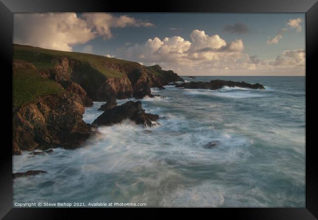 Caerthillian Cove - Lizard coast Cornwall Framed Print by Steve Bishop