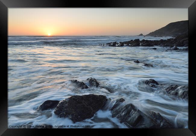 Cornish sunset - Lizard coast. Framed Print by Steve Bishop