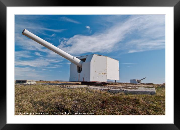 Stanley Harbour Naval guns - Falkland Islands Framed Mounted Print by Steve Bishop