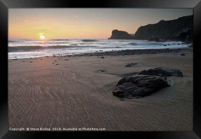 Pentreath Beach Sunset - Cornwall. Framed Print by Steve Bishop