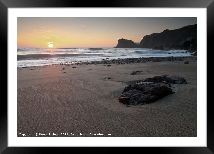 Pentreath Beach Sunset - Cornwall. Framed Mounted Print by Steve Bishop
