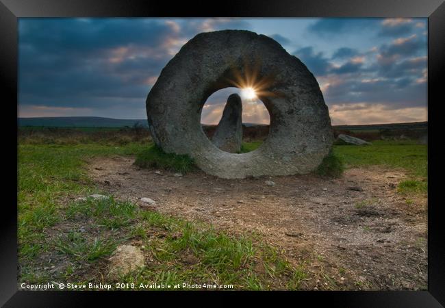 Men an Tol solar alignment - ancient Cornwall Framed Print by Steve Bishop