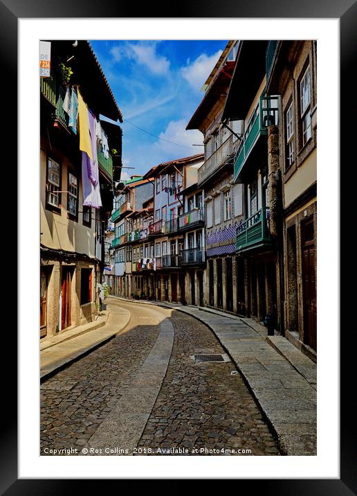 Street Scene Guimaraes, Portugal Framed Mounted Print by Roz Collins