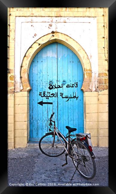 Door and Bicycle, Morocco Framed Print by Roz Collins
