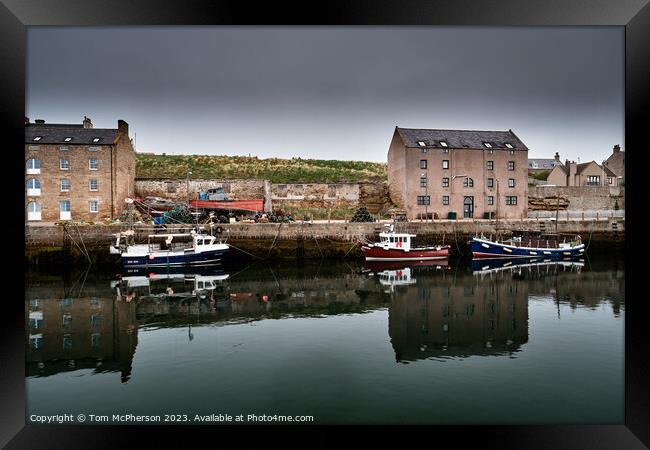 Serenity at Burghead Harbour Framed Print by Tom McPherson