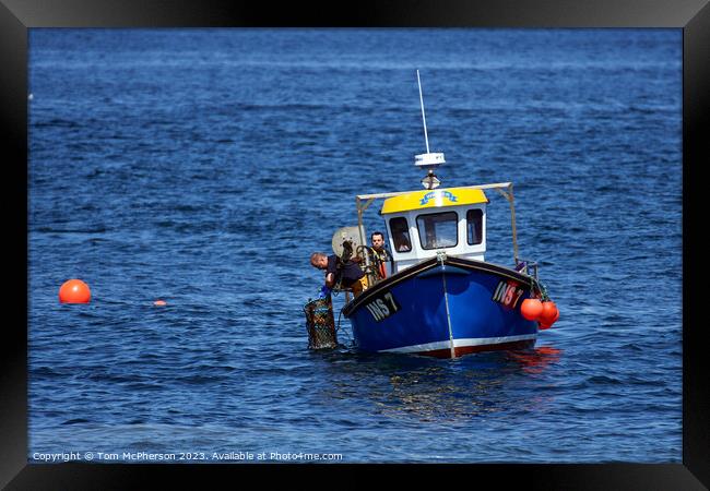 Lobster Fishing Boat on Calm Waters Framed Print by Tom McPherson