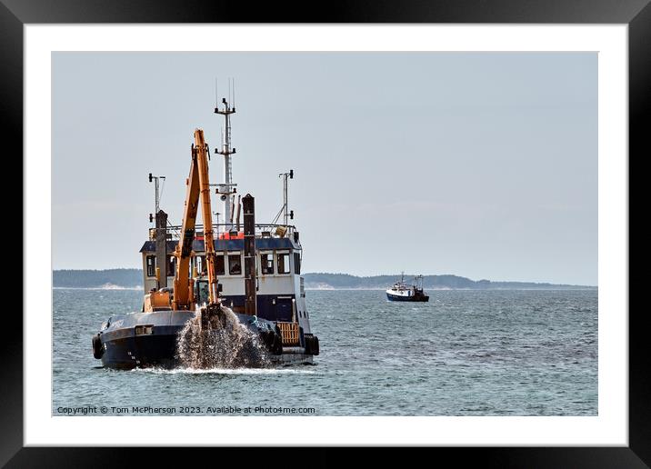 Selkie Dredging at Burghead Harbour Framed Mounted Print by Tom McPherson
