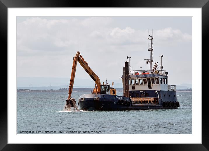 Dredger Selkie at work Burghead Framed Mounted Print by Tom McPherson