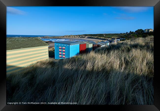 Hopeman Beach Huts from rear Framed Print by Tom McPherson