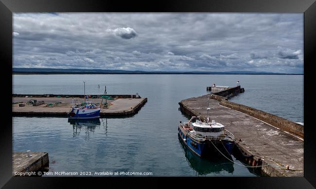 Tranquil Reflections at Burghead Harbour Framed Print by Tom McPherson