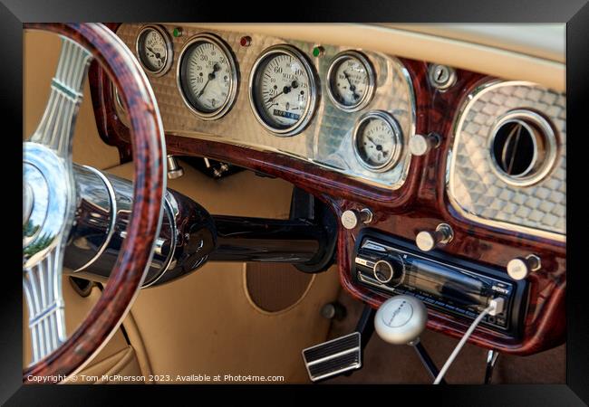 "Timeless Elegance: Vintage Car Dashboard" Framed Print by Tom McPherson