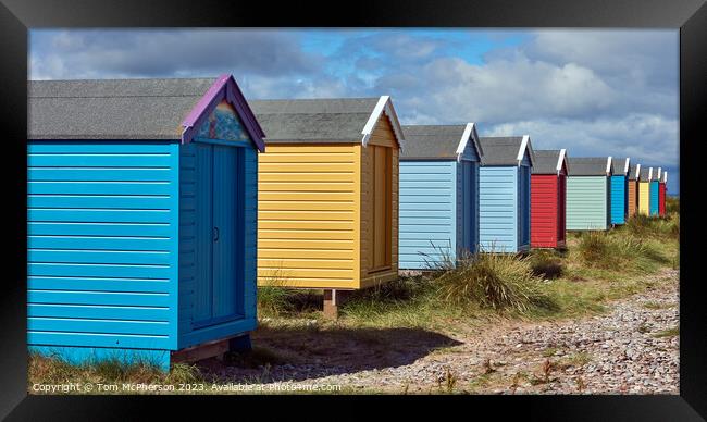 Captivating Findhorn Beach Huts Framed Print by Tom McPherson