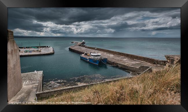 Enchanting Bustle at Burghead Harbour Framed Print by Tom McPherson