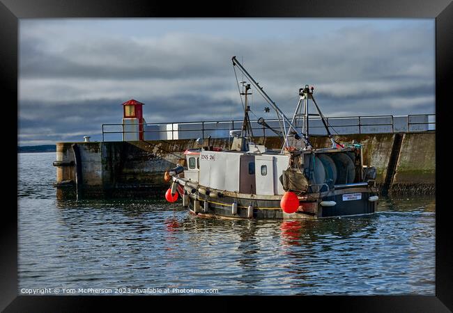 Departure at Dusk: Burghead Harbour Framed Print by Tom McPherson
