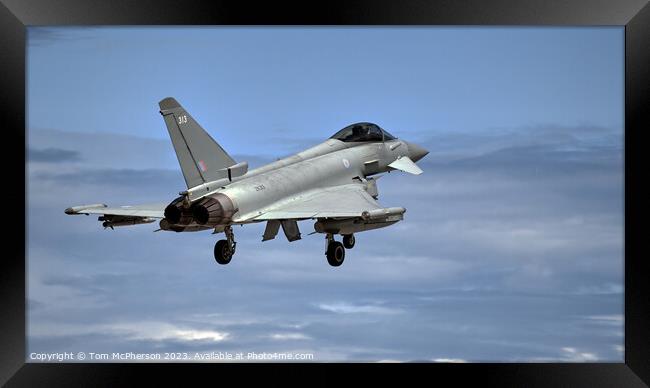 Precision in Flight: Typhoon FGR.Mk 4 Over Lossiem Framed Print by Tom McPherson
