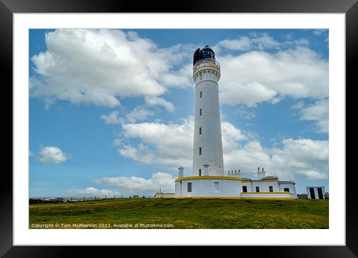Covesea Skerries Lighthouse, A Serene Sentinel Framed Mounted Print by Tom McPherson