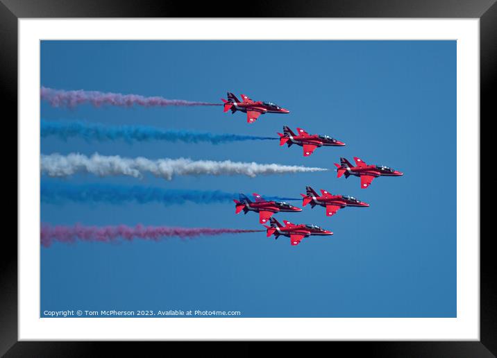 Exhilarating Sky Dance of the Red Arrows Framed Mounted Print by Tom McPherson