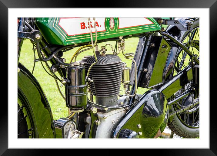 Unveiling Nostalgia: Vintage BSA Motorcycle Framed Mounted Print by Tom McPherson