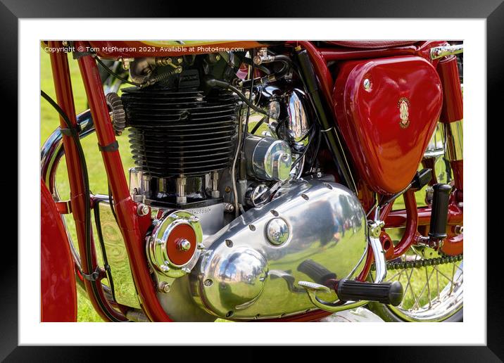 Classic BSA Motorcycle Engine Spotlighted Framed Mounted Print by Tom McPherson