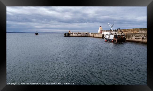 Departure from Bustling Burghead Harbour Framed Print by Tom McPherson