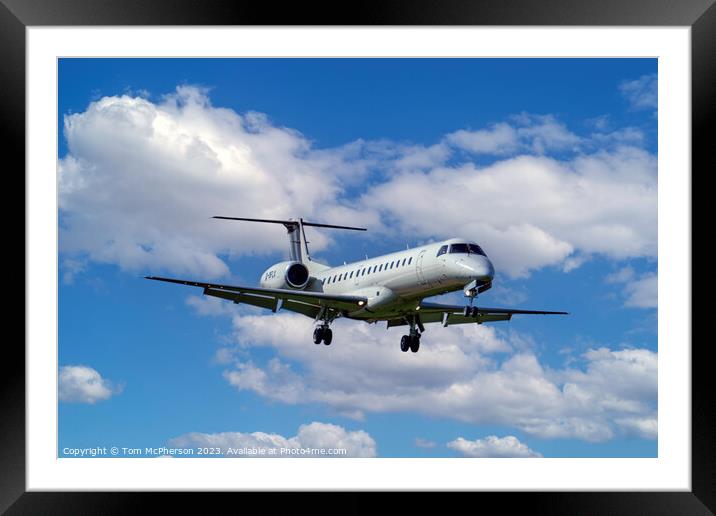  Embraer Landing at RAF Lossiemouth Framed Mounted Print by Tom McPherson