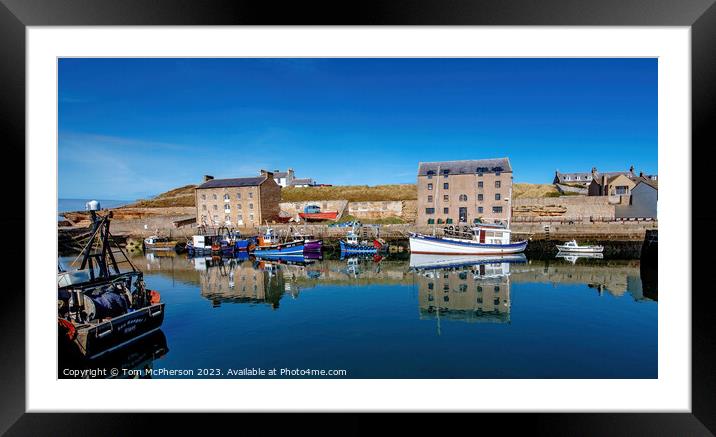 'Vibrant Bustle at Burghead Harbour' Framed Mounted Print by Tom McPherson
