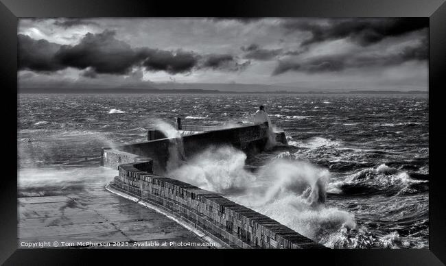 Sea storm at Burghead Framed Print by Tom McPherson