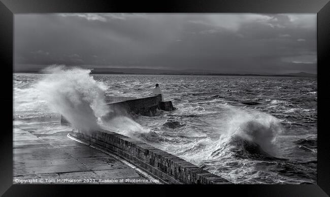 Storm over Burghead Pier Framed Print by Tom McPherson