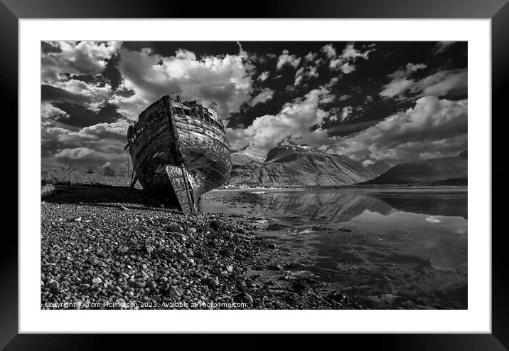 The Corpach Shipwreck (MONO) Framed Mounted Print by Tom McPherson
