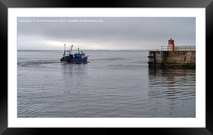 Fishing boat, leaving Burghead harbour Framed Mounted Print by Tom McPherson