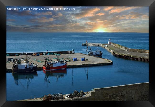 Burghead Harbour Entrance and Pier Framed Print by Tom McPherson