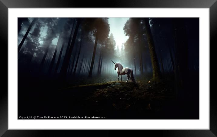 Unicorn in the Forest Framed Mounted Print by Tom McPherson