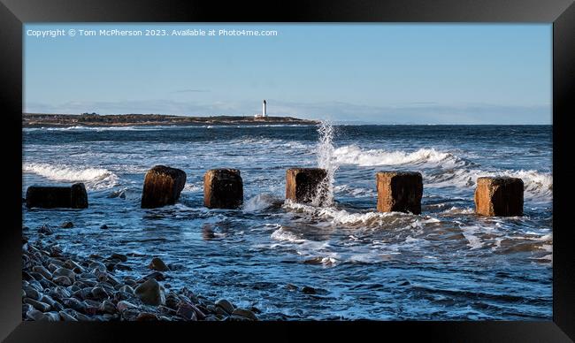 Covesea Skerries Lighthouse seascape Framed Print by Tom McPherson