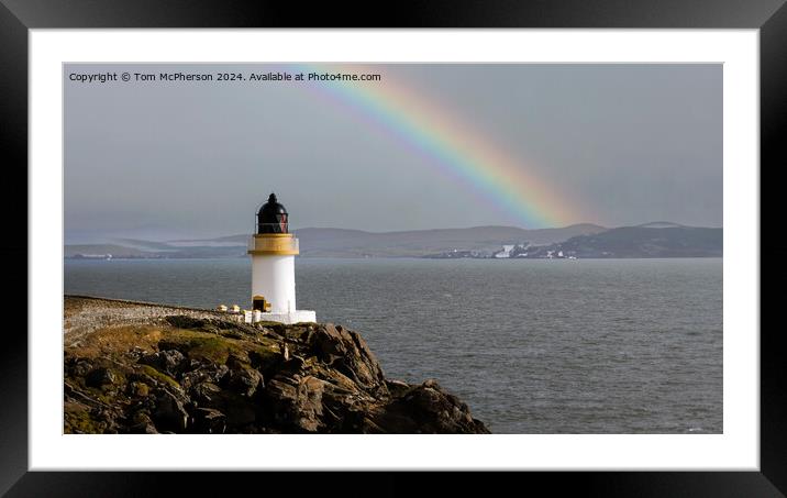 Rainbow over Port Charlotte Lighthouse Framed Mounted Print by Tom McPherson