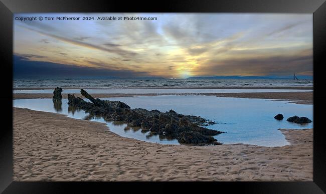 Old wreck in Burghead Bay Framed Print by Tom McPherson