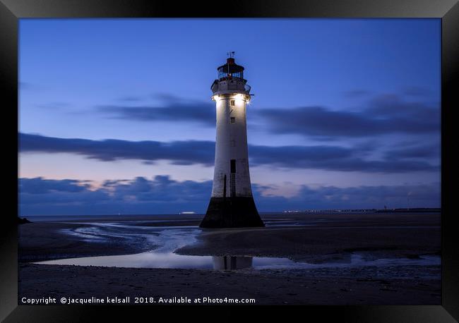 Perch Rock Light House . New Brighton . Wirral Framed Print by jacqueline kelsall