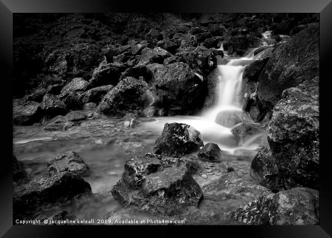 Goredale Scar Waterfalls . Malham North Yorkshire  Framed Print by jacqueline kelsall