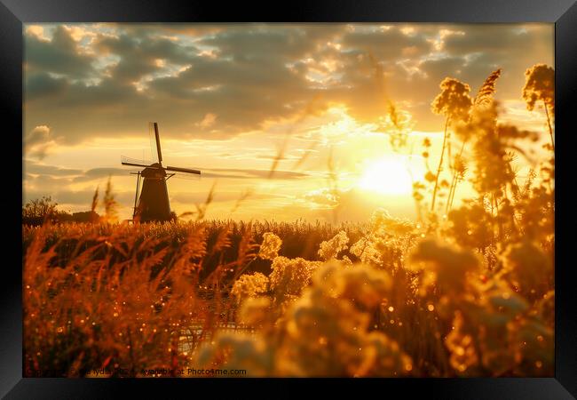 Windmill in holland Framed Print by Kia lydia