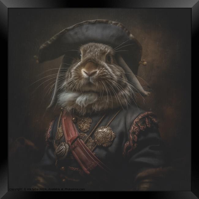 Mini Lop Rabbit Pirate Framed Print by Kia lydia